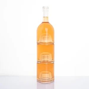 750ml Stacking Triple Glass Bottle for Spirits, Liqueurs, Rum with Cork, Individual Bottles 250ml LGG 481