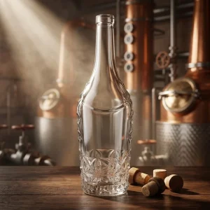 750ml Starburst Carved Embossed Curved Glass Liquor Bottle for Whiskey, Vodka and Gin