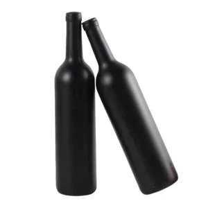 750ml Thick Glass Red Wine Bottle Wood Cork Frosted Surface Custom Logo Burgundy Green