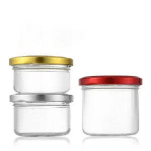 75ml 100ml 150ml 200ml Custom Small Empty Transparent Glass Jar With Lug Cap for Honey Jam Caviar