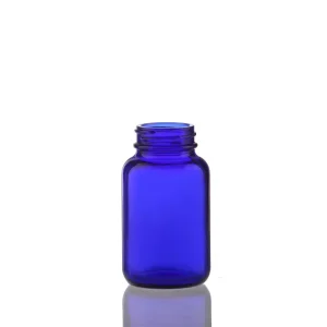 75ml Cobalt Blue Glass Packer Wide-Mouth Capsule and Tablet Bottle