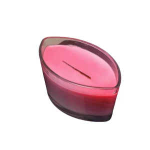 770ml Oval Aromatherapy Candle Clear Glass Holder Wood Wick Smokeless Boat Candle with Wooden Lid