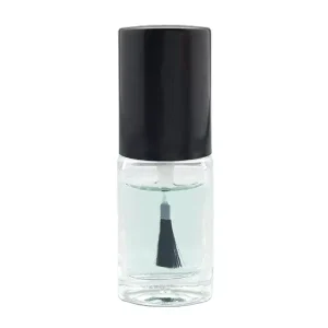 7ml Clear Glass Unique Nail Polish Bottle with Black Brush Cap Flat Empty Design for Nail Polish Oil
