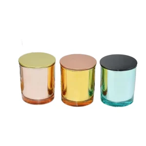7oz 10oz 100pcs Cylinder Recyclable Glass Candle Cups with Lids, Hot Stamping and Electroplating