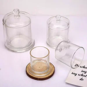 7oz 10oz Empty Glass Jar with Bell Cover for Candle Making