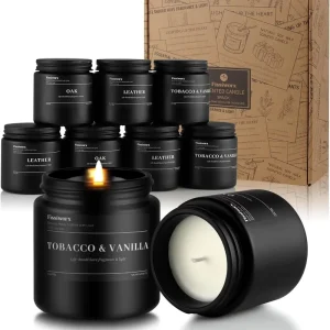 7oz Handmade Soy Wax Scented Candles Custom Black Glass Jar for Birthdays Christmas Thanksgiving
