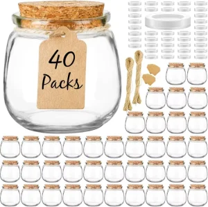 7oz Mini Yogurt Glass Jars with Cork Lids Glass Pudding Jars Mason Jar Wedding Favors Honey Pot