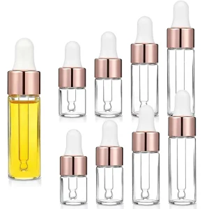 8 Pack Cylindrical Glass Dropper Bottles, 2ml-5ml, Empty Cosmetic Containers for Essential Oils and Travel