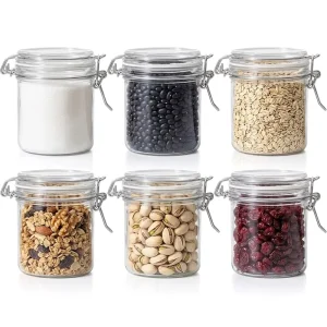 8 oz Airtight Cylinder Glass Food Storage Jar with Buckle Lid