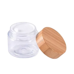 8 oz Clear Glass Cosmetic Jar with Bamboo Lid 50g Capacity for Skin Care