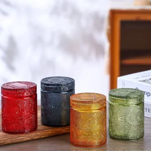 8 oz Empty Straight-Shape Glass Candle Holder Jar with Lid