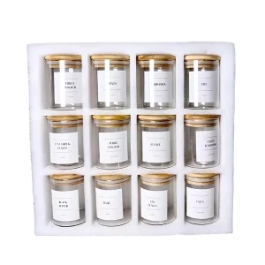 8 oz High-Borosilicate Glass Kitchen Storage Jar Set with Airtight Bamboo Lid, Microwavable