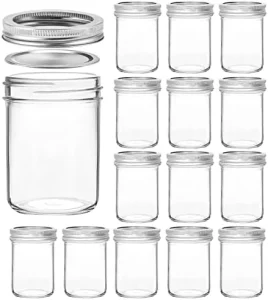 8 oz Wide Mouth Glass Mason Jar with Regular Lid for Jam, Honey and Favors