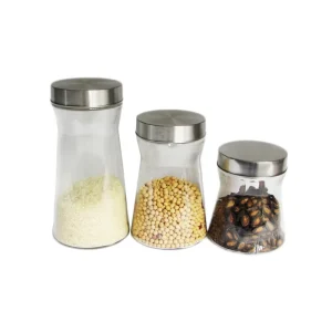 800ml 1200ml 1700ml Food Grade Round Clear Glass Jars with Screw Metal Lids for Camping and Storage