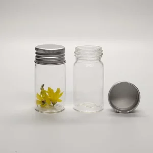 80ml 47x70mm Glass Bottle with Aluminum Cap Wide Mouth for Candy Packing