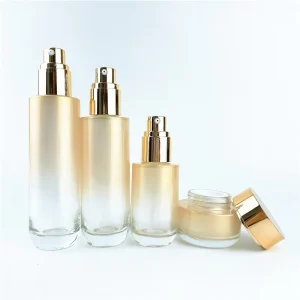 80ml Gradient Gold Empty Lotion Bottle Cosmetic Cream Glass Bottle Set for Skin Care