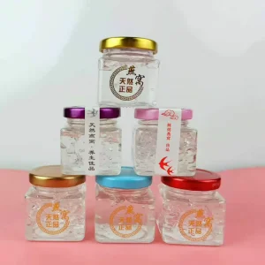 80ml Square Clear Glass Canning Jar with Metal Lid for Jam, Food Packaging, and Caviar