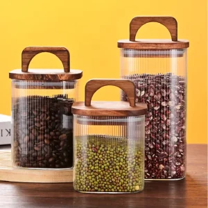 820ml 1680ml Food Grade 10cm Square Sealed Glass Storage Jar for Coffee Beans