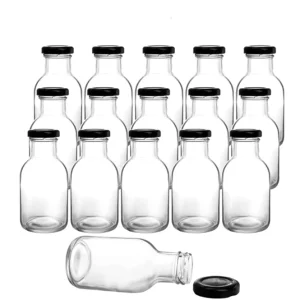 8OZ 12OZ Hot Sauce Bottles with Screw Caps 250ML 350ML Wide Mouth Glass Bottles with Lids for Milk Beverages Oil Salad Dressing