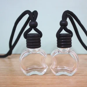 8ml Apple Clear Glass Bottles for Perfumes Empty Bottle Black Wooden Lid With Paint Car Hanging Arom Diffuser Perfume Bottle
