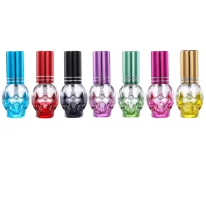8ml Clear Refillable Skull Design Glass Perfume Bottle with Custom Logo