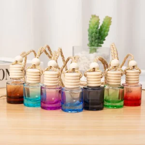 8ml Colorful Cylindrical Glass Bottle with 5-Line Cap for Perfume Essential Oil and Car Diffuser