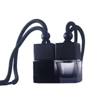 8ml Gradient Black Glass Car Diffuser Bottle with Black Wood Cap