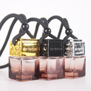 8ml Gradient Coffee Glass Car Perfume Bottle with Wooden Screw Cap