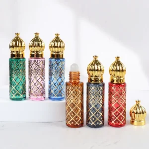 8ml Perfume Glass Roll-on Bottle, Empty, Arabic Essential Oil, Blue/Purple/Black, Roller Ball