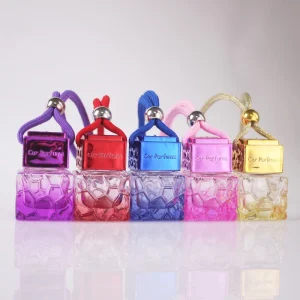 8ml Tinted Honeycomb-Shaped Glass Car Perfume Bottle with Hanging Diffuser
