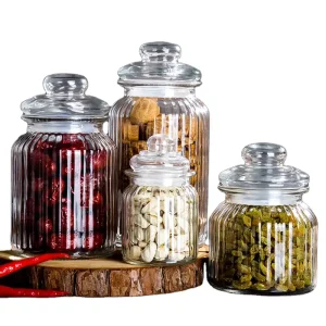 8oz 10oz 12oz Clear Glass Food Storage Jars with Lids