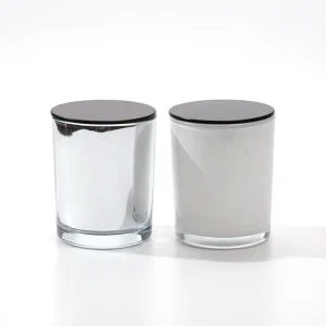 8oz 10oz Silver-Plated White Thick Glass Candle Jars with Lids