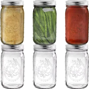 8oz 16oz 25oz 32oz Customized Logo Clear Wide Mouth Glass Mason Jars with Lid Silk Screen Printed