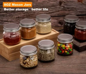 8oz 16oz 32oz Empty Clear Wide Mouth Glass Mason Canning Jars with Lids for Food Storage