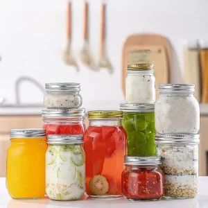 8oz 250ml Clear Airtight Honey Glass Mason Jar Wide Mouth Food Grade Canning with Silver Gold Metal Lid Jelly Storage Honey Pack