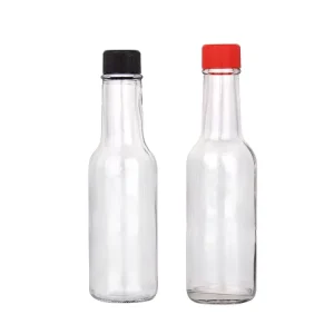 8oz 250ml Glass Hot Sauce BBQ Chili Salad Ketchup Woozy Sauce Bottles with Black Caps