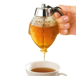 8oz Clear/Amber Glass Honey Squeeze Bottle Syrup Dispenser Container with Stainless Steel Lid