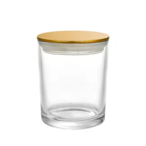 8oz Clear White Glass Candle Jars with Metal Gold Lid