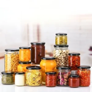 8oz Food Grade Glass Jar with Glass Lid 500ml for Cookie Sugar Salad Storage & Preservation