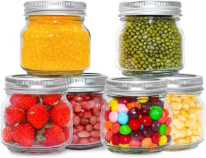 8oz Glass Mason Jars with Silver Metal Airtight Lids for Food Storage Canning Drinking and Yogurt