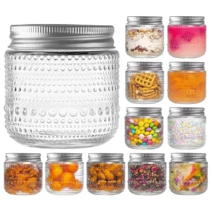 8oz Wide-Mouth Glass Canning Jars with Screw Lids for Food Storage and Candles