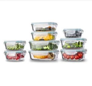 9-Pack 36 oz High Borosilicate Glass Food Containers with PP Lids, BPA-Free, Leak-Proof, Dishwasher-Safe (9 Lids, 8 Containers)