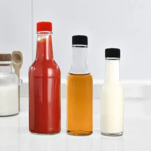 90ml 150ml 250ml Glass Hot Sauce Bottles Mini Chilli Tomato Sauce Bottle Tabasco Sauce Bottles with Plastic Caps