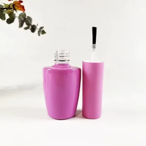 9ml Pink Coated Glass Nail Polish Bottle with Matching Pink Cap