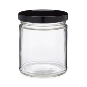 9oz Wide Mouth Glass Jar with Black Lid for Jam, Jelly, Salsa, Spices, Candles, and Sauce