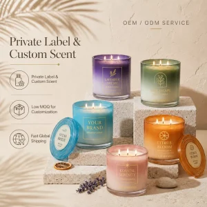 AIKUN Luxury 3 Wick Round Tinted Candle Fragrance Candle Long Lasting Scented Candle for Home Decor Bulk Custom Brand Supply