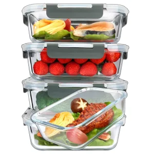 Airtight 12 Pack Fresh Keeping Food Container Heat Resistant Round Rectangle Fruit Bento Glass Lunch Box