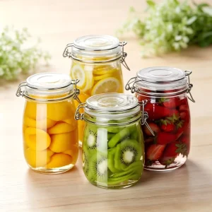 Airtight 250ml Frosted Transparent Round Glass Storage Jar with Lid