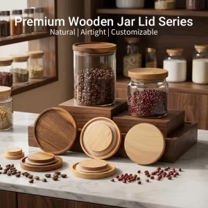 Airtight Acacia Bamboo Wooden Lids for Glass Food Storage Jars