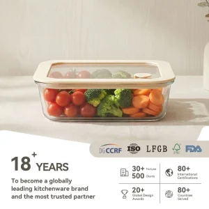 Airtight Borosilicate Glass Food Container with Glass Lid